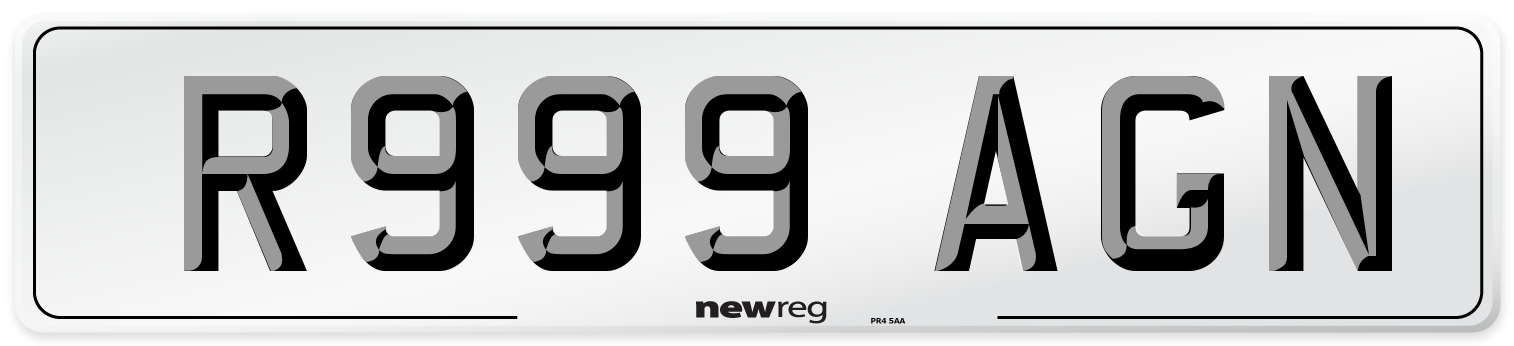 R999 AGN Number Plate from New Reg